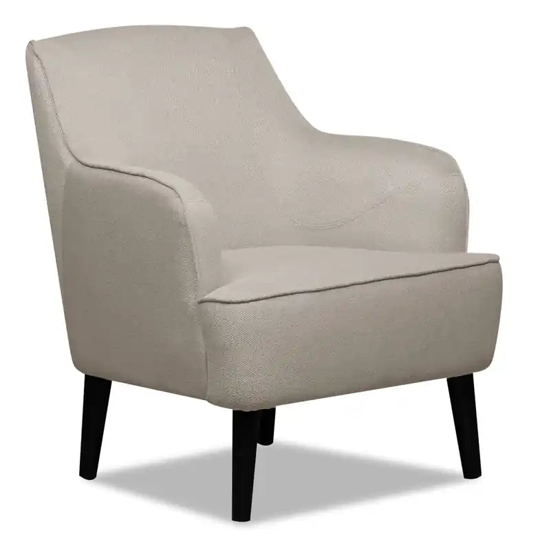 Aimy 28 Linen Look Fabric Accent Chair with Cylindrical Wood Legs
