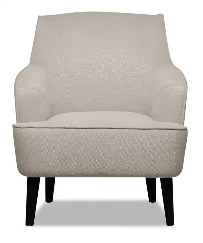 Fauteuil d'appoint 28 po en tissu aspect lin avec pieds cylindriques en bois