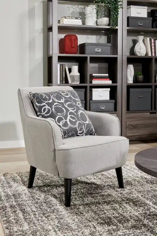 Fauteuil d'appoint 28 po en tissu aspect lin avec pieds cylindriques en bois