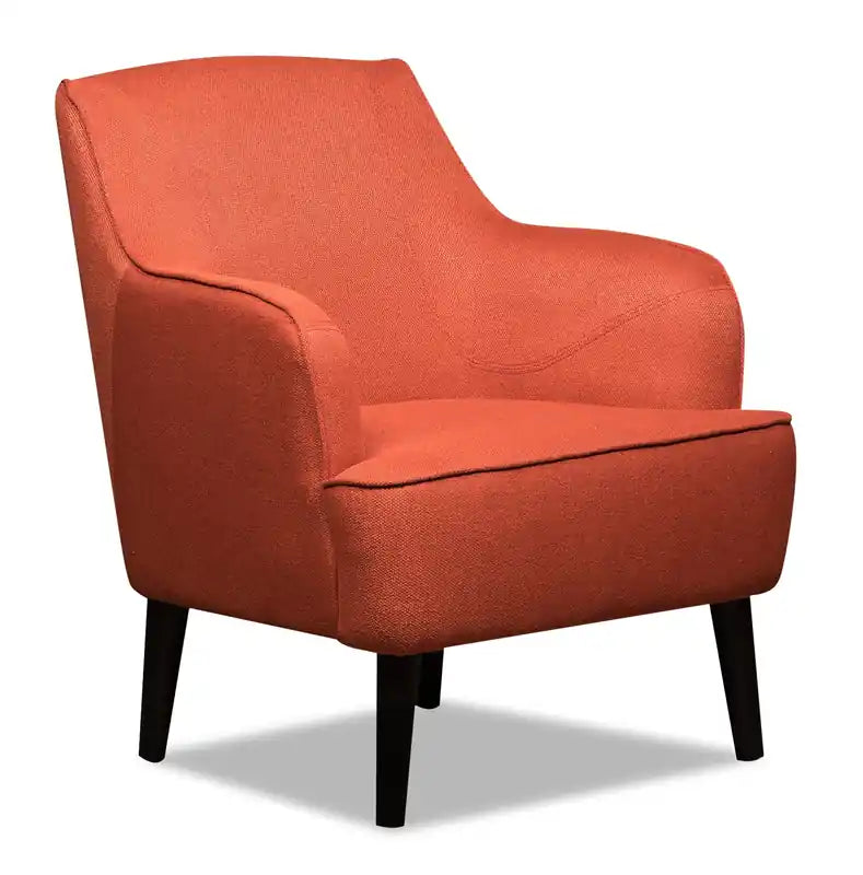 Fauteuil d'appoint 28 po en tissu aspect lin avec pieds cylindriques en bois
