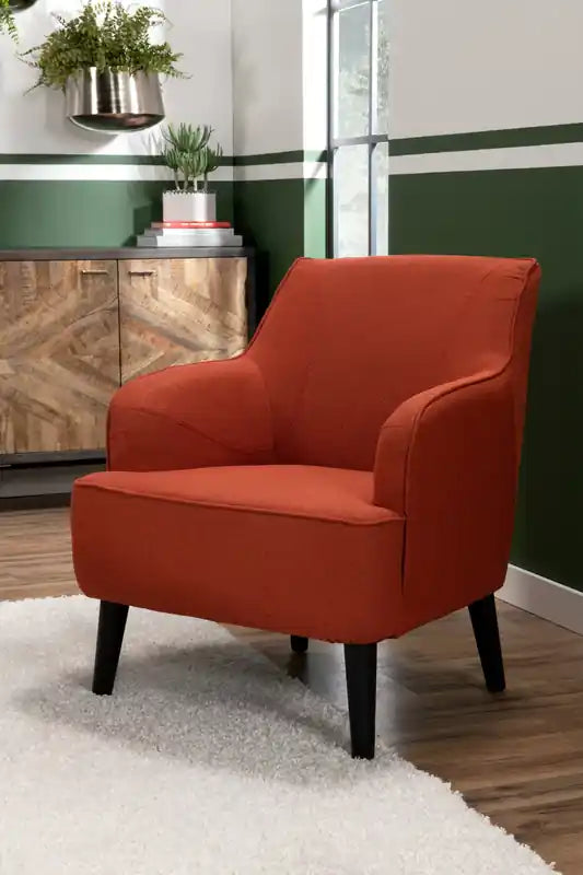Fauteuil d'appoint 28 po en tissu aspect lin avec pieds cylindriques en bois
