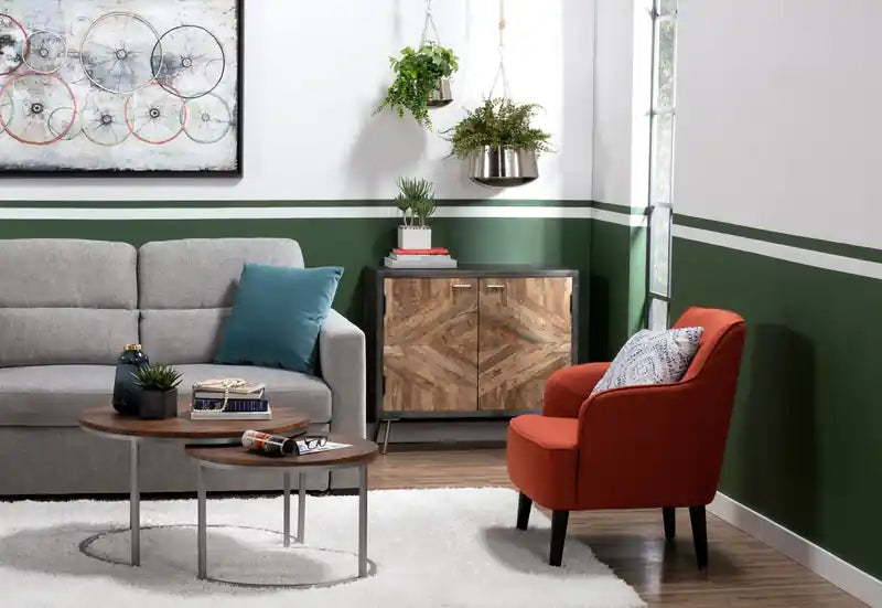 Fauteuil d'appoint 28 po en tissu aspect lin avec pieds cylindriques en bois