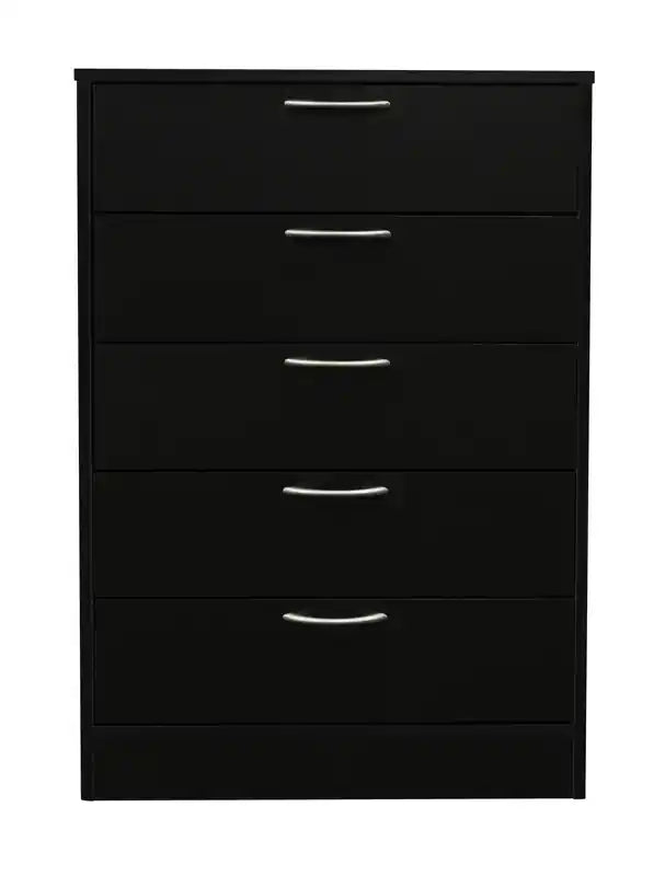 Commode de chambre, 5 tiroirs, 60 cm L x 92 cm H, - Brun expresso