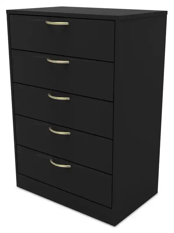 Commode de chambre, 5 tiroirs, 60 cm L x 92 cm H, - Brun expresso