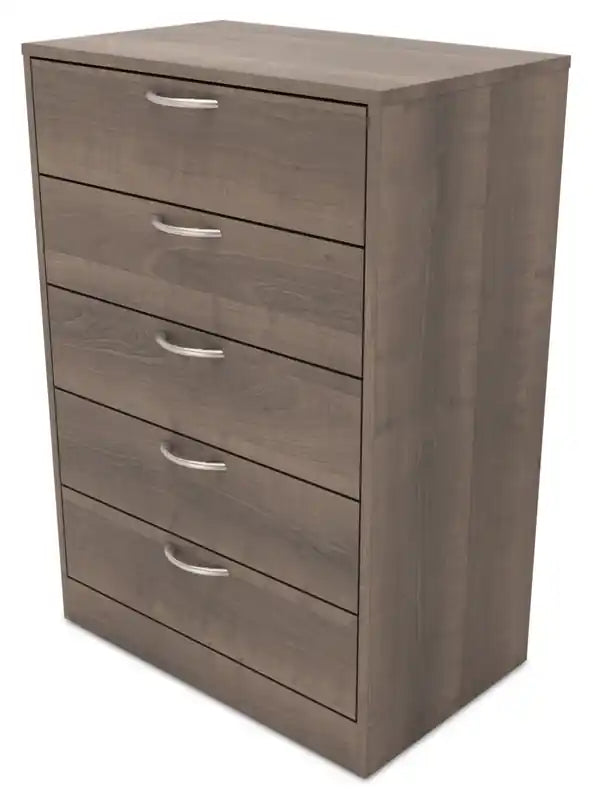Commode de chambre, 5 tiroirs, 60 cm L x 92 cm H, - Brun expresso