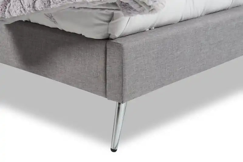 Lit capitonné à oreilles en tissu gris