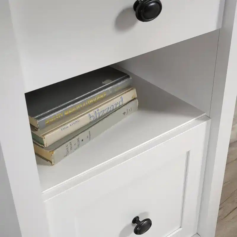 Bureau d'angle de 150 cm avec tiroir classeur - Blanc doux