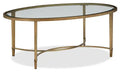 Copia 50 Traditional Oval Glass Top Coffee Table - Silver and Gold with Metal Base