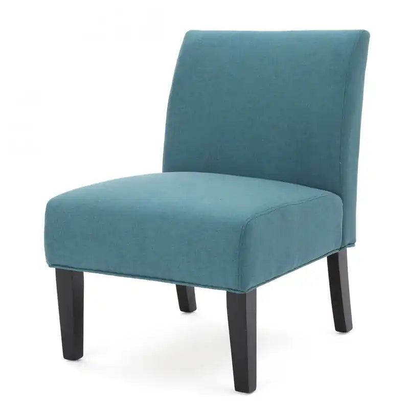 Fauteuil d'appoint en tissu aspect lin avec pieds en bois d'hévéa