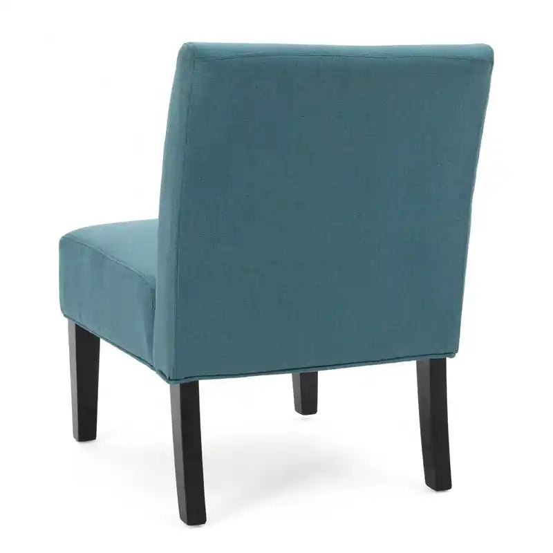 Fauteuil d'appoint en tissu aspect lin avec pieds en bois d'hévéa