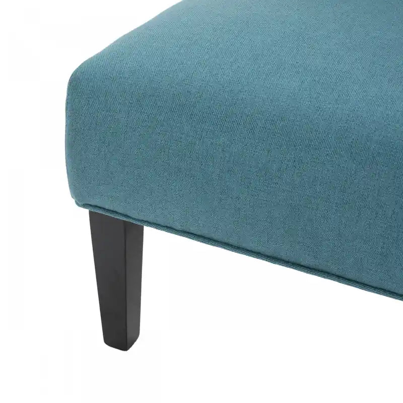 Fauteuil d'appoint en tissu aspect lin avec pieds en bois d'hévéa