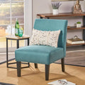 Fauteuil d'appoint en tissu aspect lin avec pieds en bois d'hévéa