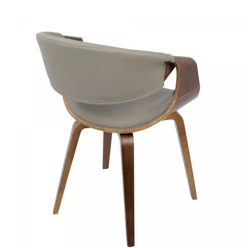 Chaise d'appoint de salle à manger moderne du milieu du siècle en similicuir - Noyer/Gris