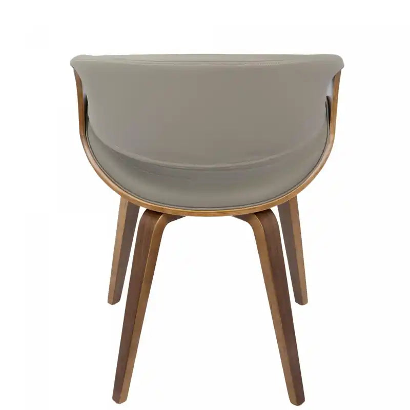 Chaise d'appoint de salle à manger moderne du milieu du siècle en similicuir - Noyer/Gris