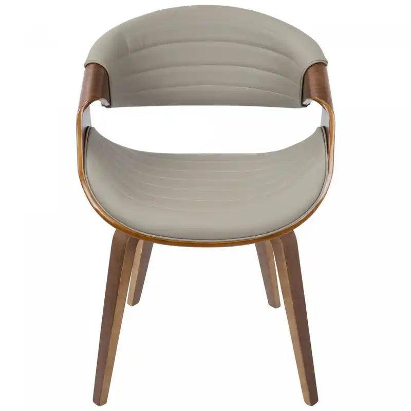 Chaise d'appoint de salle à manger moderne du milieu du siècle en similicuir - Noyer/Gris