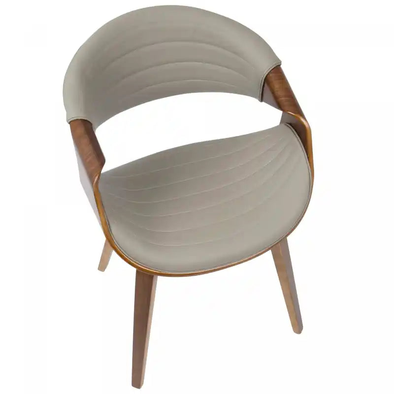 Chaise d'appoint de salle à manger moderne du milieu du siècle en similicuir - Noyer/Gris