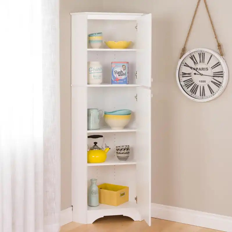 Armoire de rangement d'angle haute à 2 portes