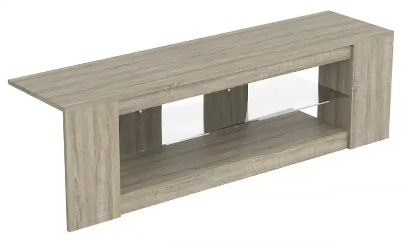 55 TV Stand With 2 Shelves And Tempered Glass - Dark Taupe