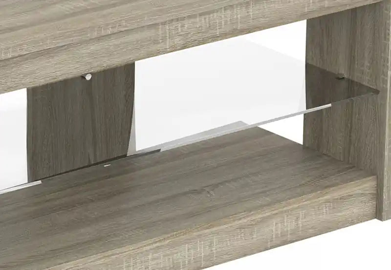 Meuble TV 55 po à 2 tablettes en verre trempé – Taupe foncé