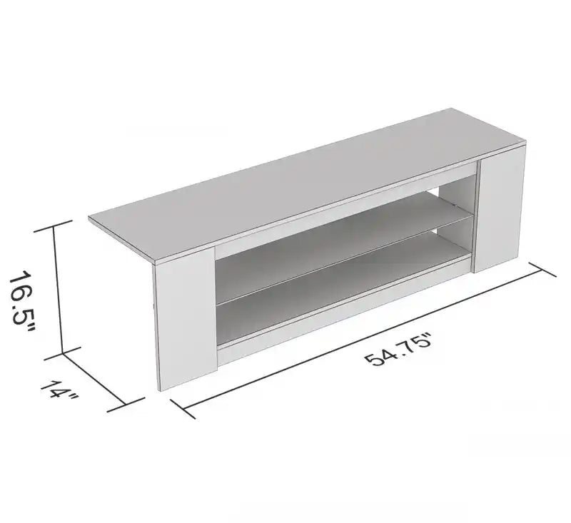 Meuble TV 55 po à 2 tablettes en verre trempé – Taupe foncé