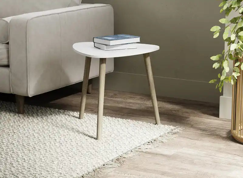 Table d'appoint avec pieds en pin et plateau blanc