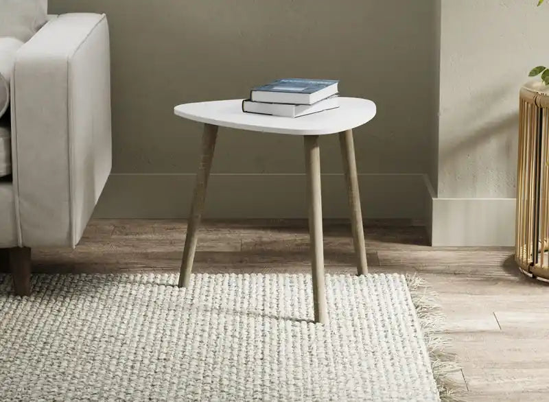 Table d'appoint avec pieds en pin et plateau blanc