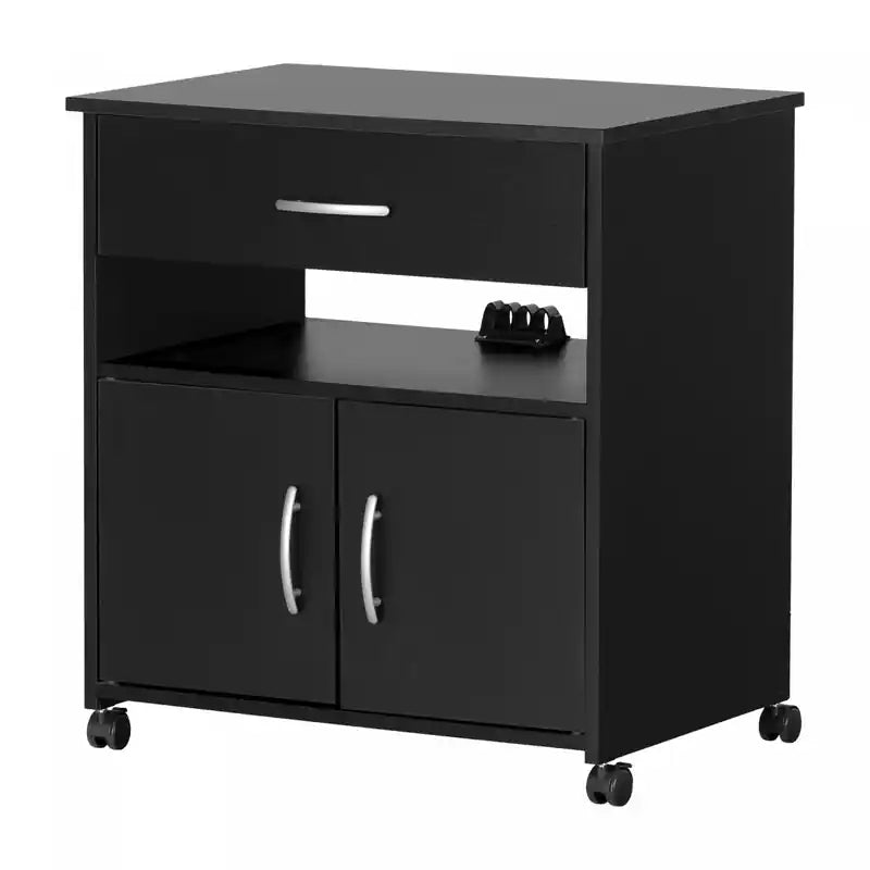 Axess Printer Cart On Wheels - Pure Black