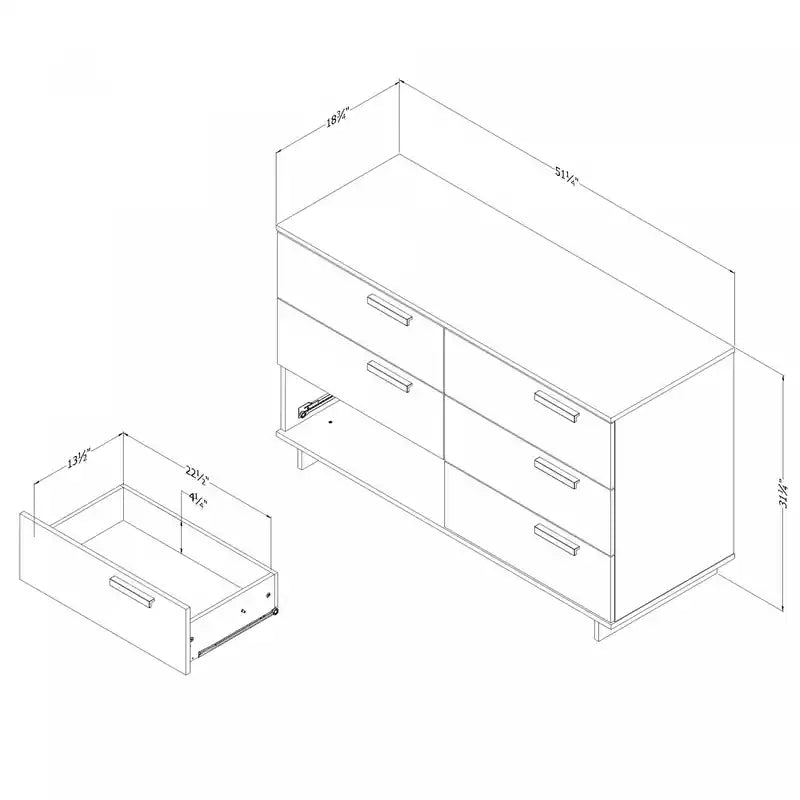 Commode 6 tiroirs - Chêne