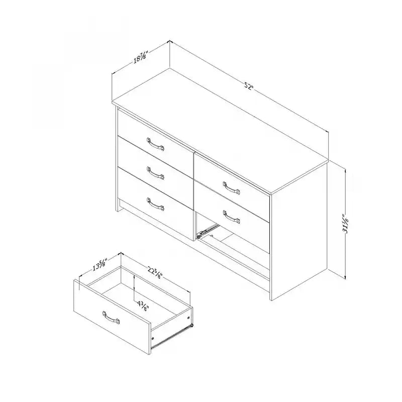 Commode 6 tiroirs - Chêne