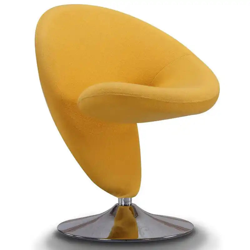 Manhattan Comfort Curl Polished Chrome Wool Blend Swivel Accent Chair