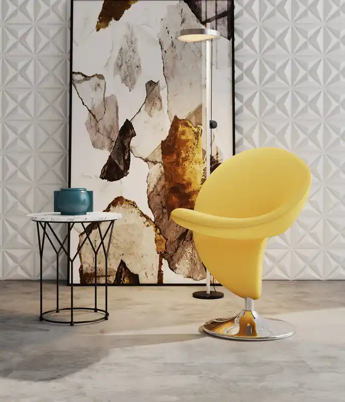 Fauteuil pivotant en mélange de laine chromé poli Curl