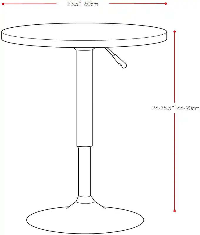 Table élévatrice à hauteur de bar réglable, métal, ronde 23,5 po de diamètre