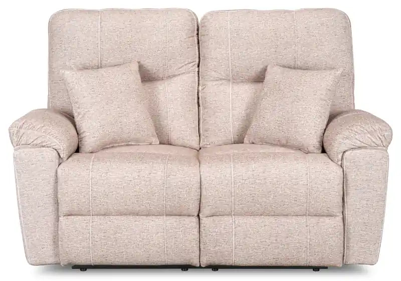 Made in Canada Dawson 64 Fabric Power Reclining Loveseat with USB Port and Accent Pillows