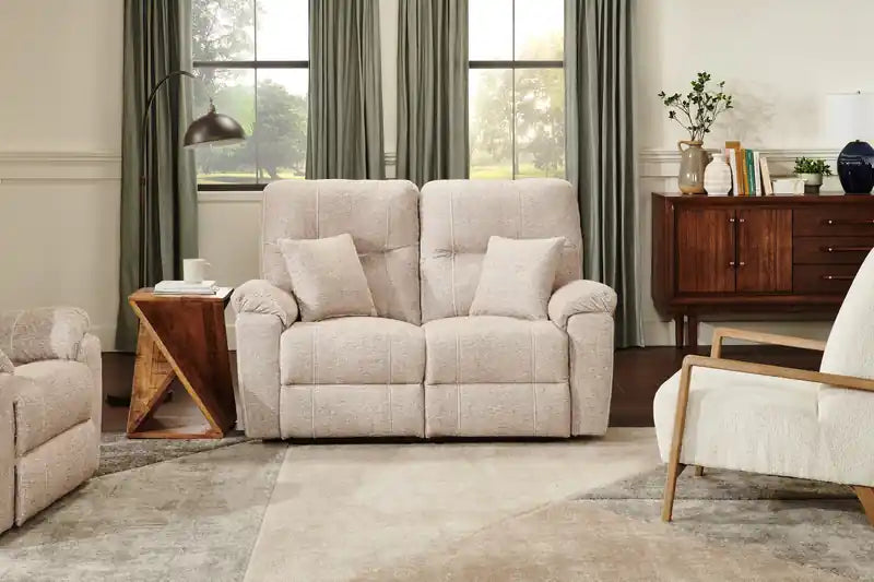 Causeuse inclinable électrique en tissu 64 po avec port USB et coussins décoratifs