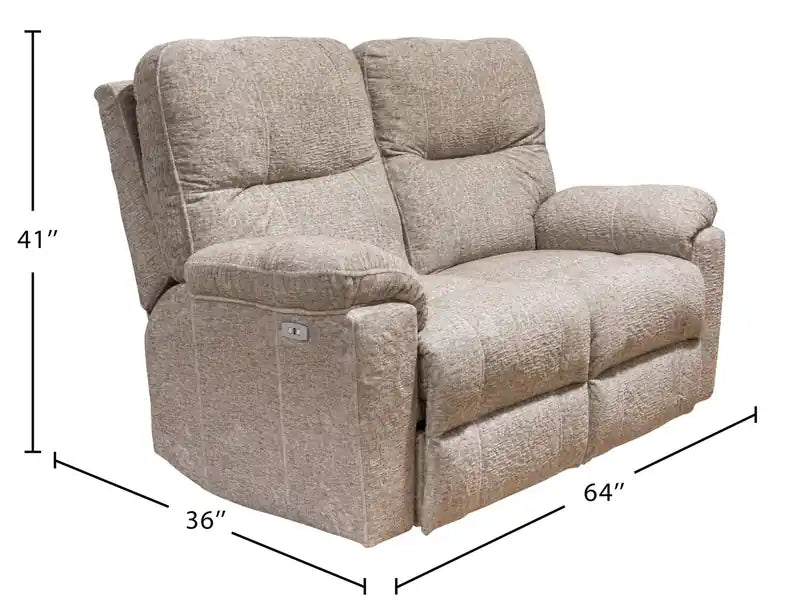 Causeuse inclinable électrique en tissu 64 po avec port USB et coussins décoratifs