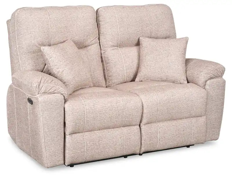 Causeuse inclinable électrique en tissu 64 po avec port USB et coussins décoratifs