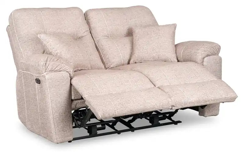 Causeuse inclinable électrique en tissu 64 po avec port USB et coussins décoratifs