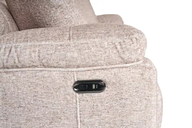 Causeuse inclinable électrique en tissu 64 po avec port USB et coussins décoratifs