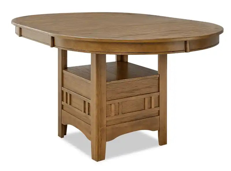 Table à manger ronde avec extension 42-60W – Gris Tourterelle