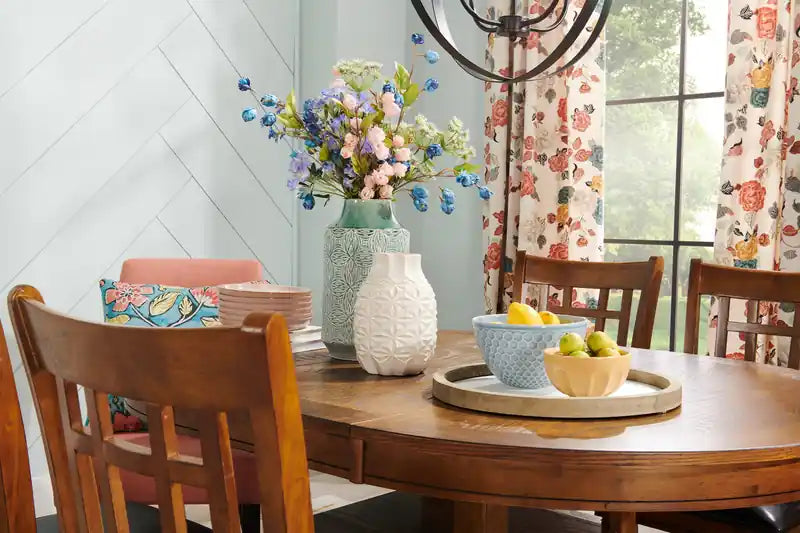 Table à manger ronde avec extension 42-60W – Gris Tourterelle