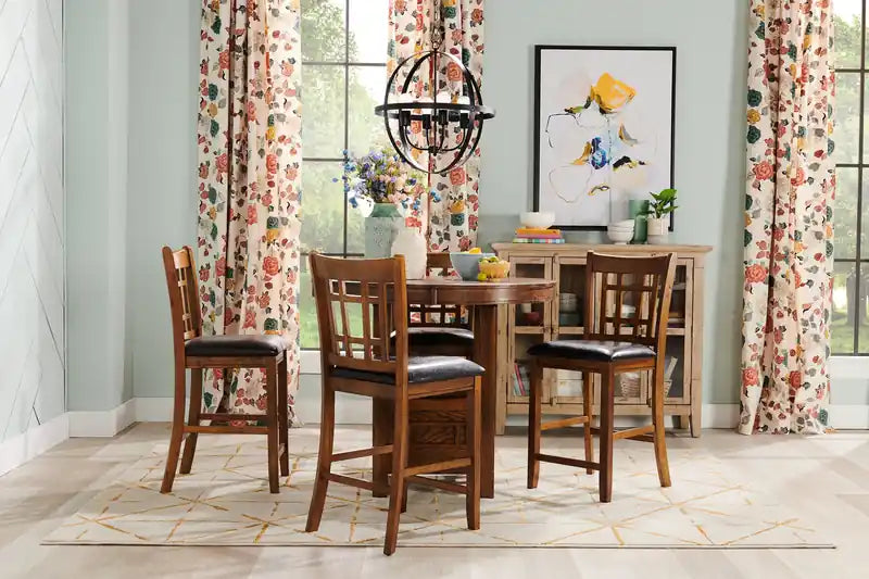Table à manger ronde avec extension 42-60W – Gris Tourterelle
