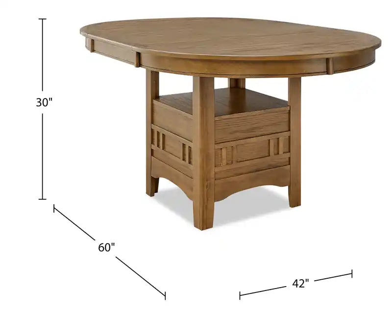 Table à manger ronde avec extension 42-60W – Gris Tourterelle