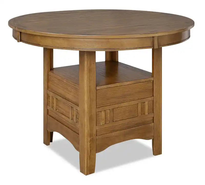 Table à manger ronde avec extension 42-60W – Gris Tourterelle