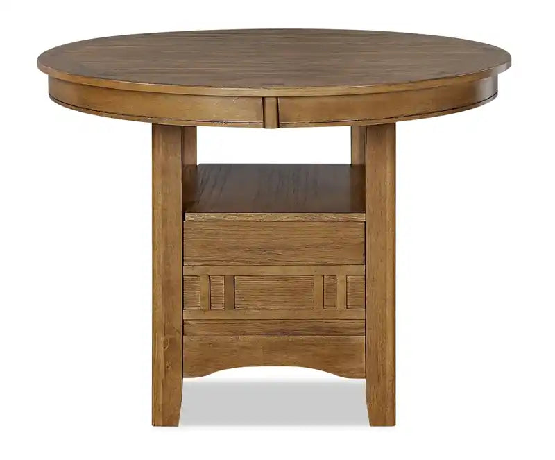 Table à manger ronde avec extension 42-60W – Gris Tourterelle