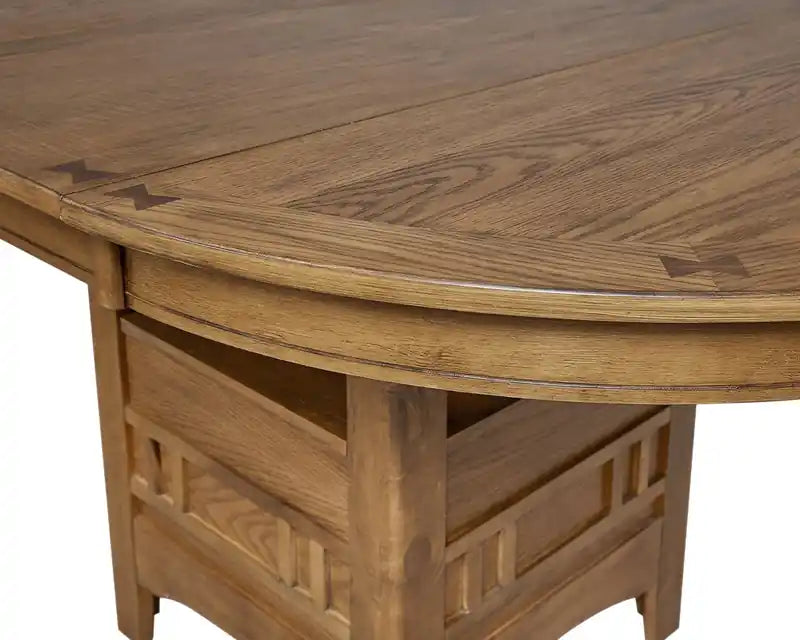 Table à manger ronde avec extension 42-60W – Gris Tourterelle