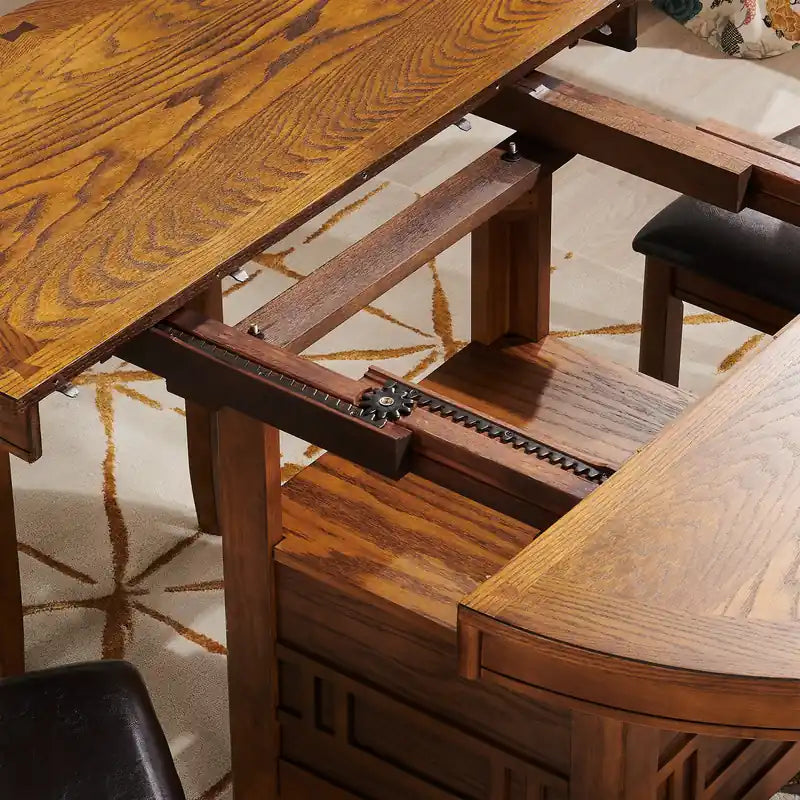 Table à manger ronde avec extension 42-60W – Gris Tourterelle