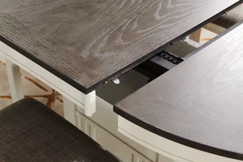 Table à manger ronde avec extension 42-60W – Gris Tourterelle
