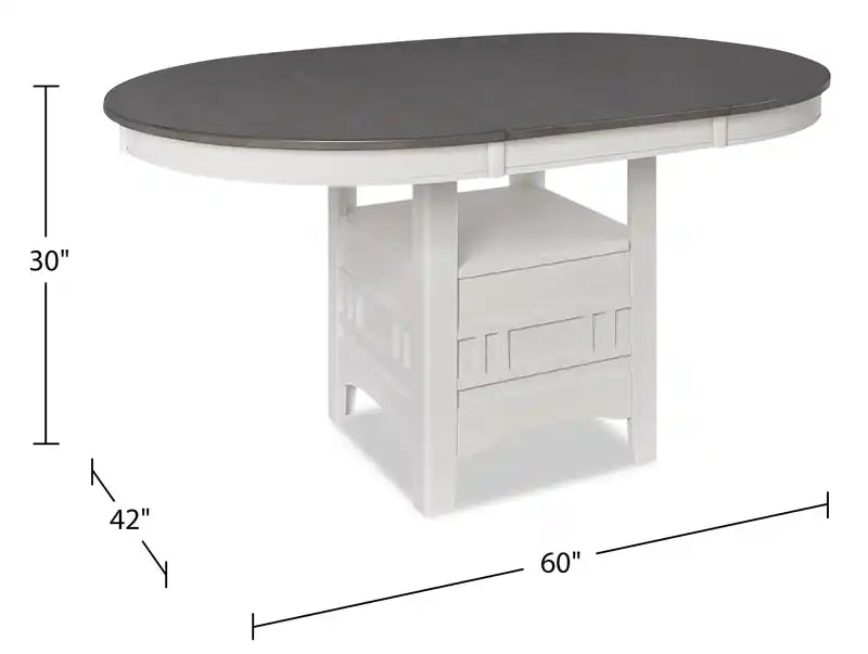 Table à manger ronde avec extension 42-60W – Gris Tourterelle