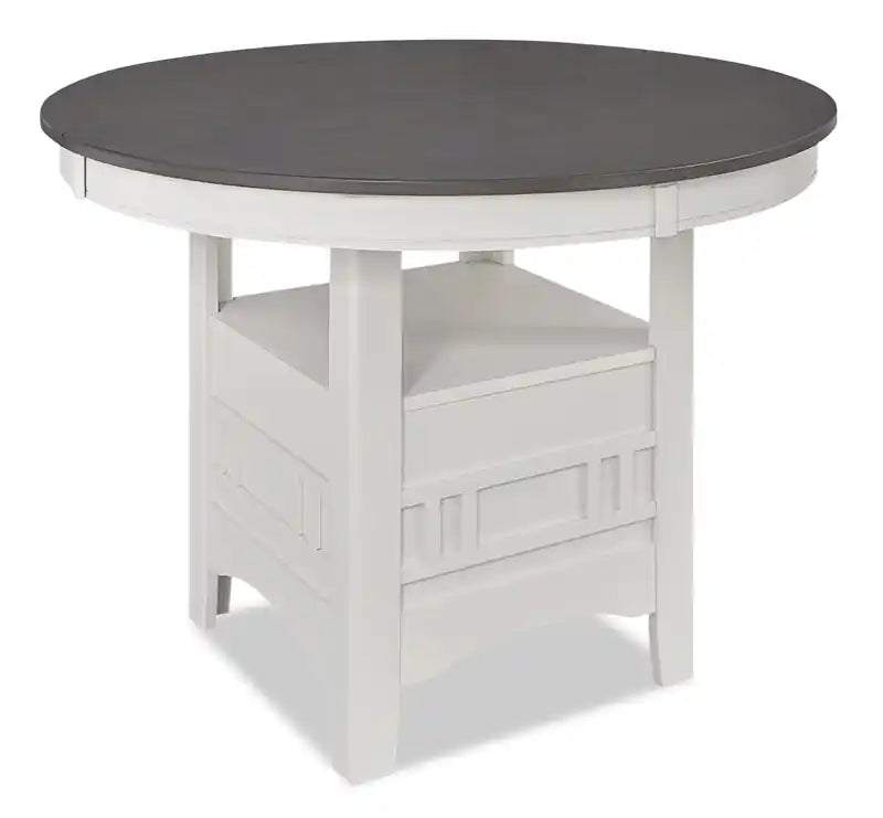 Table à manger ronde avec extension 42-60W – Gris Tourterelle