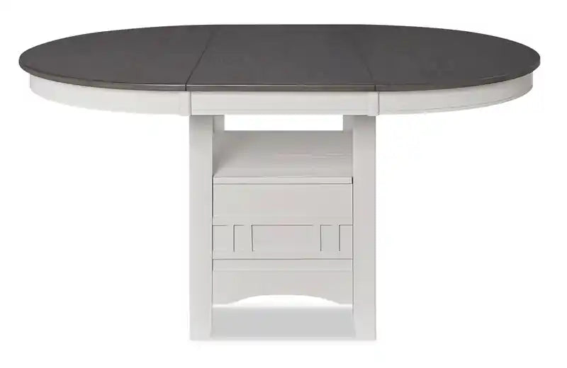 Table à manger ronde avec extension 42-60W – Gris Tourterelle